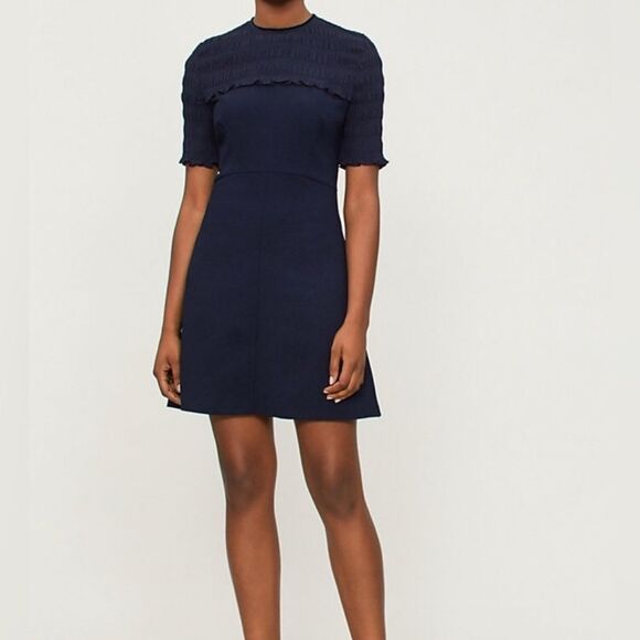 Sandro Fit and Flare Crepe Navy Dress Size 2 - Picture 1 of 15